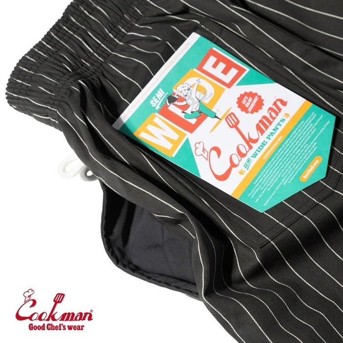 CHEF PANTS SEMIWIDE HERRINGBONE STRIPE - CHARCOAL