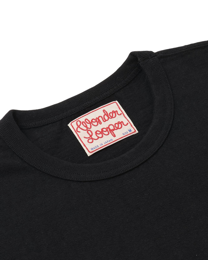 CREWNECK T-SHIRT - ELS RECYCLED COTTON SLUB - BLACK
