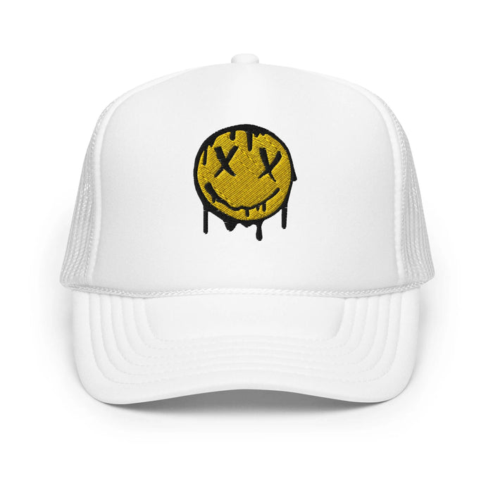 White / One Size Fits Most / Smiley Face Hat | Embroidered