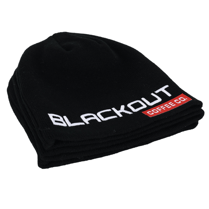 Signature Black Beanie with blackout coffee co print