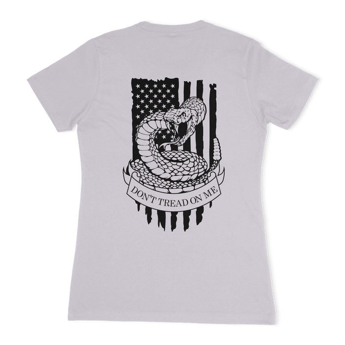 Women's Crew Neck GREY T-Shirt BOCC Logo & DTOM Flag - Blackout Coffee Co