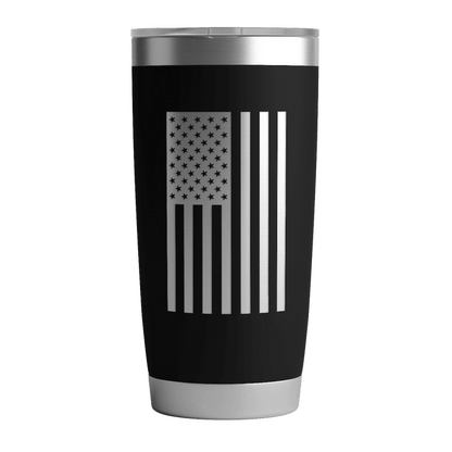 20 OZ Tumbler w/ Logo  of blackout coffee & US Flag In Black