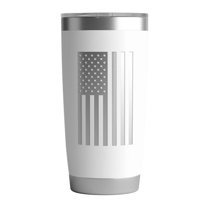 20 OZ Tumbler w\/ Logo & US Flag In White