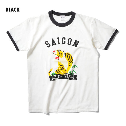 22304 RINGER TEE S/S(TIGER) - BLACK