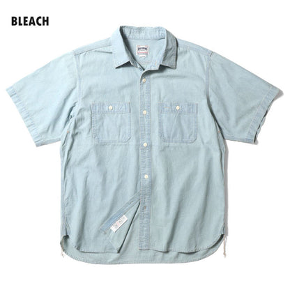 41084 USA COTTON CHAMBRAY S/S WORK SHIRT - BLEACH
