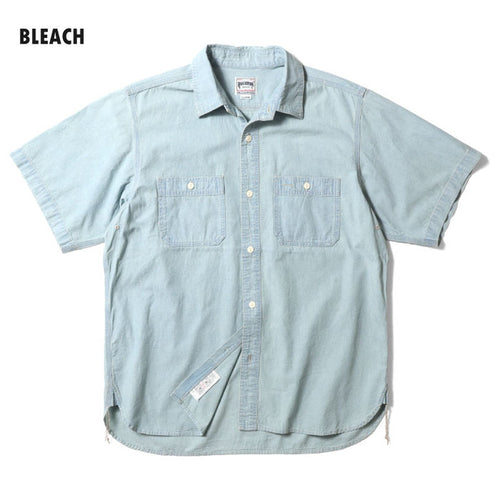41084 USA COTTON CHAMBRAY S/S WORK SHIRT - BLEACH