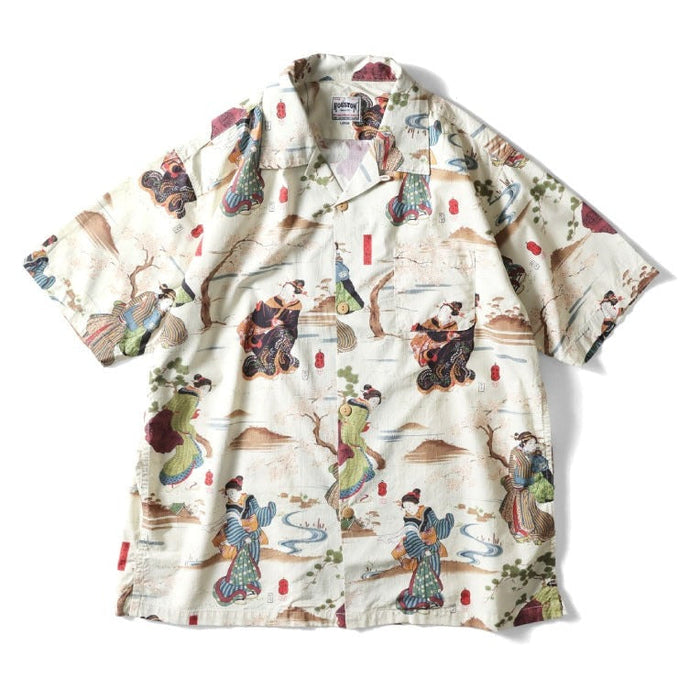 41169 × Utagawa Kuniyoshi COTTON RAYON ALOHA SHIRT (Sumida River Morning Mist) - NATURAL