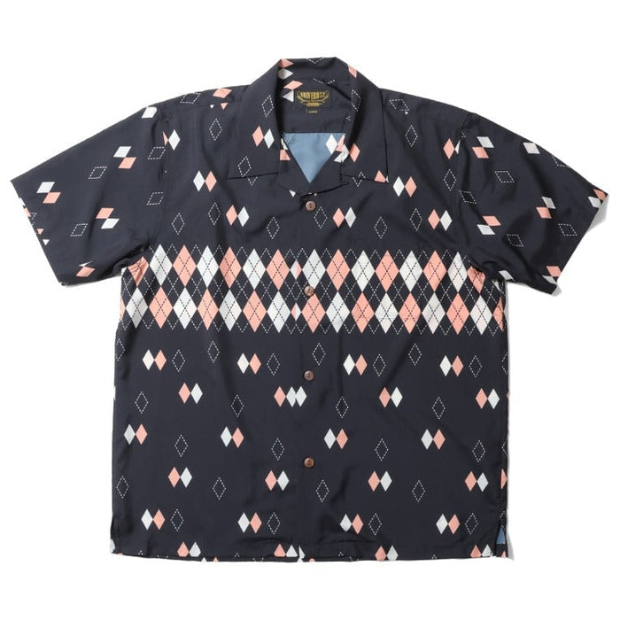 41235 POLYESTER ALOHA SHIRT (ARGYLE) - BLACK