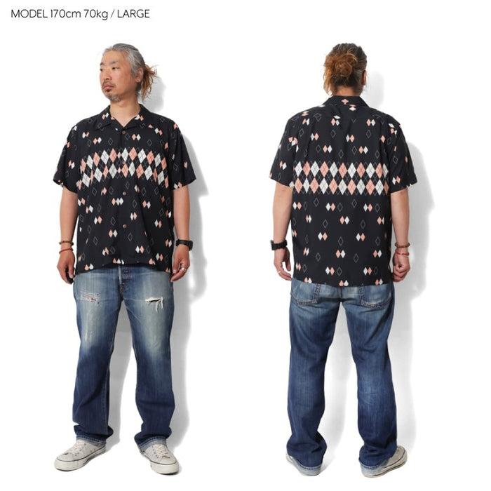 41235 POLYESTER ALOHA SHIRT (ARGYLE) - BLACK