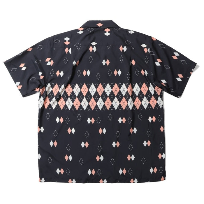 41235 POLYESTER ALOHA SHIRT (ARGYLE) - BLACK