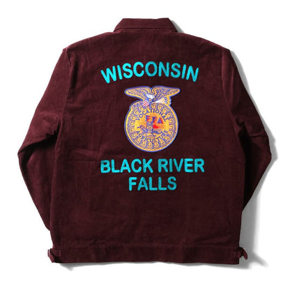 51448 CORDUROY EMBROIDERY JACKET (FFA) - BURGUNDY