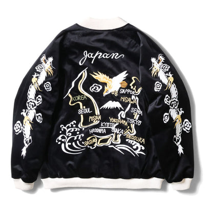 51524 VELVETEEN SOUVENIR JACKET (MAP) - BLACK