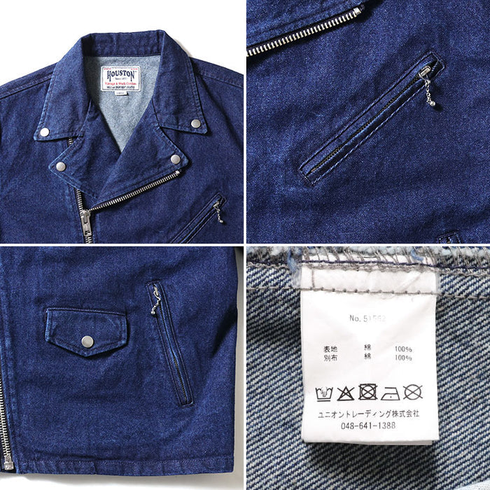 51562 DENIM DOUBLE RIDERS JACKET - INDIGO ONE WASH