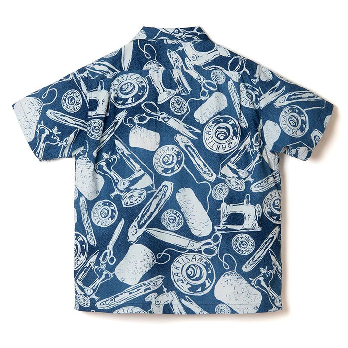 5722 Indigo discharge-dyed aloha shirt - INDIGO