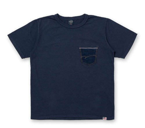 8161A Denim Pocket Print T-Shirt - NAVY