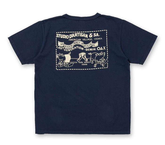 8161A Denim Pocket Print T-Shirt - NAVY