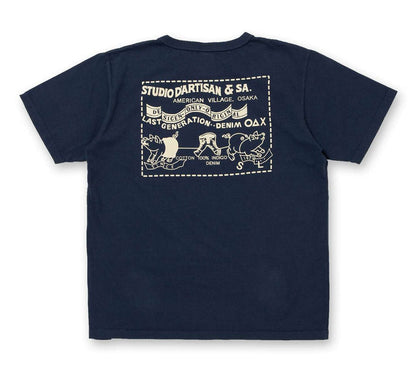 8161A Denim Pocket Print T-Shirt - NAVY