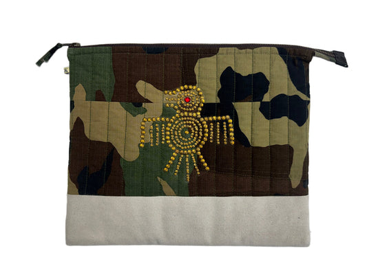 AK/PR/LOT3/ACC/039 Camo & Brown Selvedge Denim Sleeve - CAMO & BROWN
