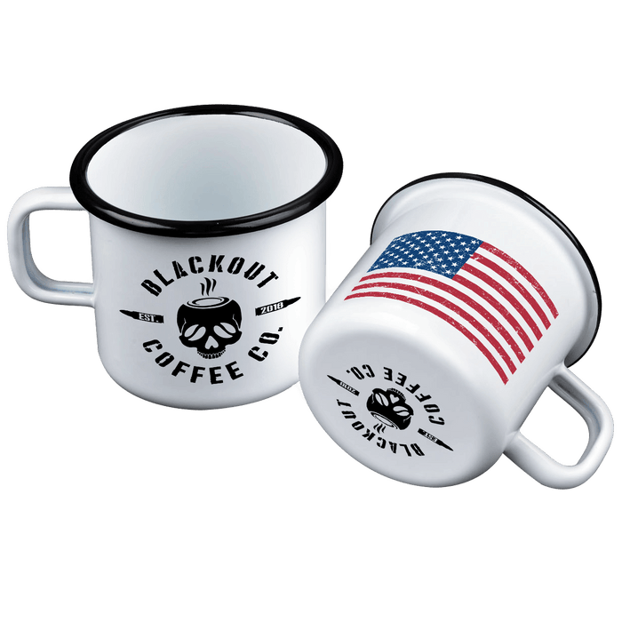 American Flag Camping Enamel Steel Mug 12 oz