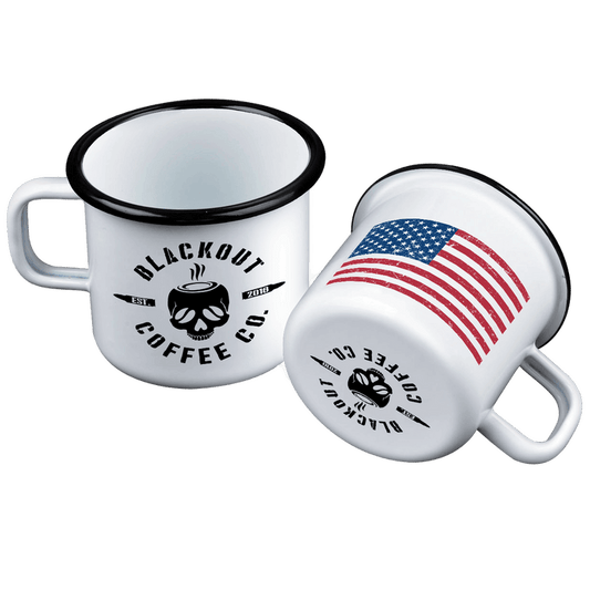 American Flag Camping Enamel Steel Mug 12 oz