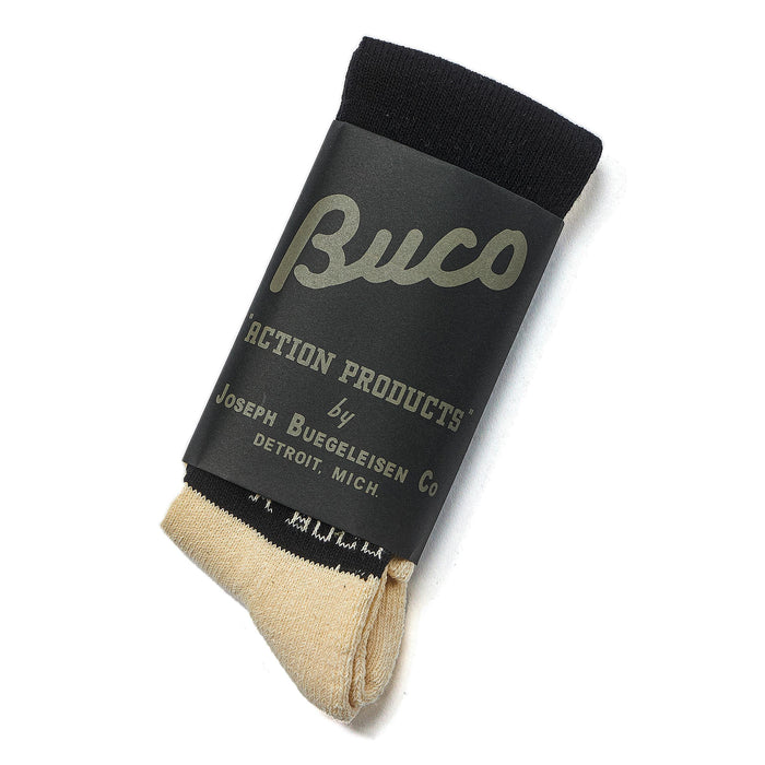 BA23105 BUCO STRIPED ACTION SOCKS - WHITE/BLACK