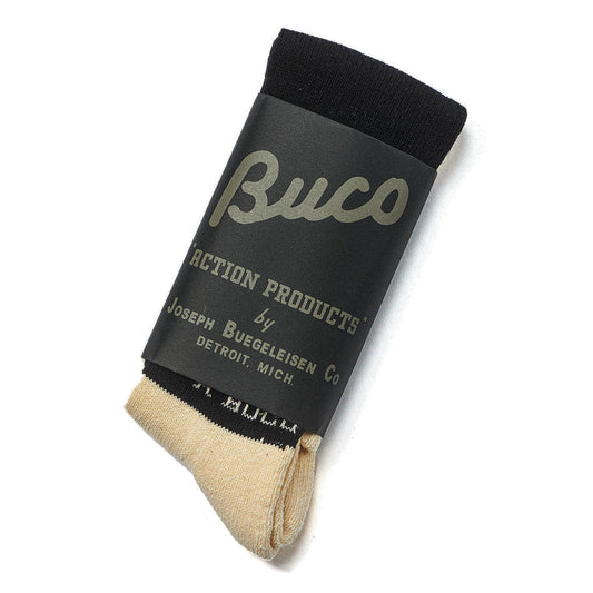 BA23105 BUCO STRIPED ACTION SOCKS - WHITE/BLACK