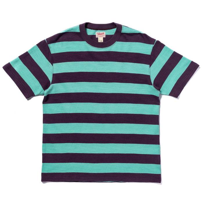BC24002 BUCO STRIPE TEE S/S - MINT/PURPLE