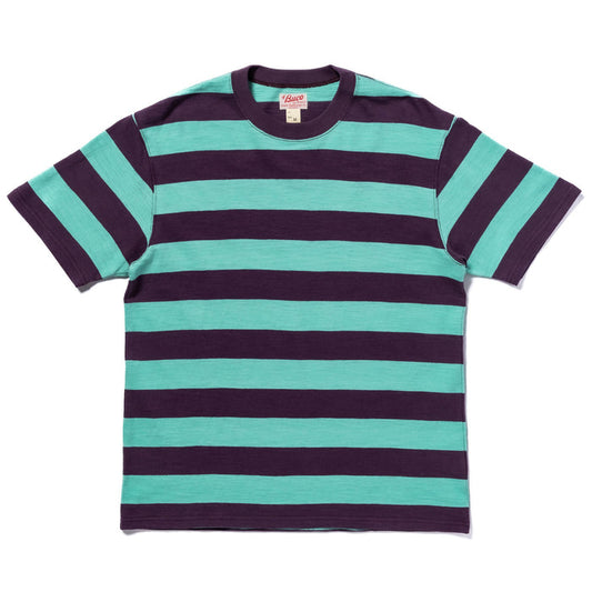 BC24002 BUCO STRIPE TEE S/S - MINT/PURPLE