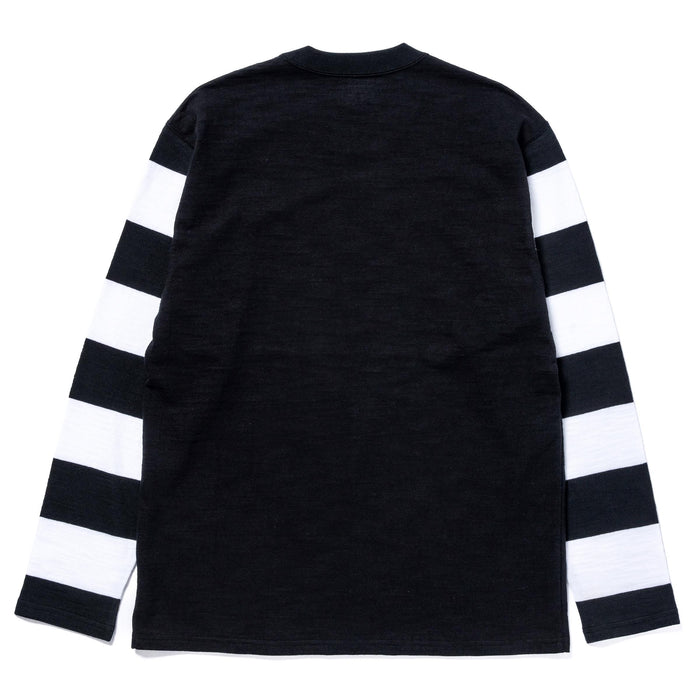 BC25001 BUCO STRIPED SLEEVE TEE / FLYING WHEEL - BLACK/WHITE