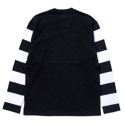BC25001 BUCO STRIPED SLEEVE TEE / FLYING WHEEL - BLACK/WHITE