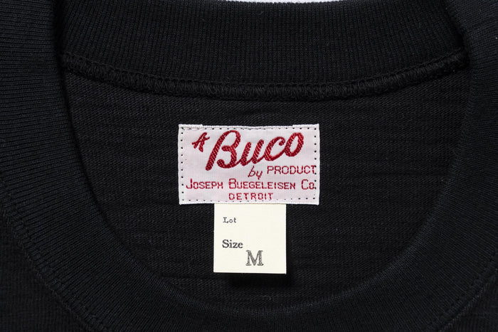 BC25001 BUCO STRIPED SLEEVE TEE / FLYING WHEEL - BLACK/WHITE