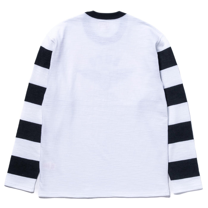 BC25001 BUCO STRIPED SLEEVE TEE / FLYING WHEEL - WHITE/BLACK