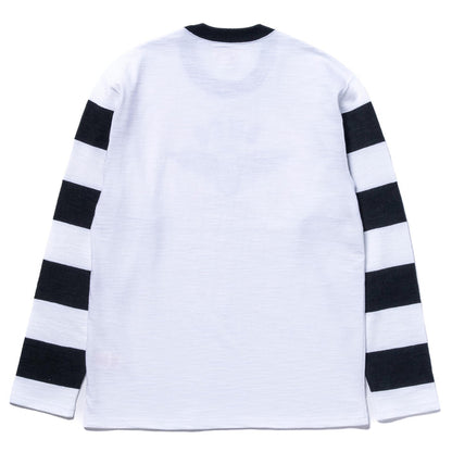 BC25001 BUCO STRIPED SLEEVE TEE / FLYING WHEEL - WHITE/BLACK