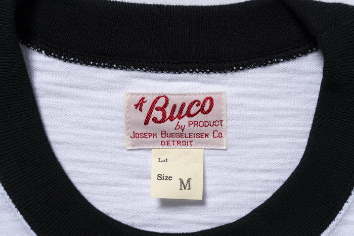 BC25001 BUCO STRIPED SLEEVE TEE / FLYING WHEEL - WHITE/BLACK