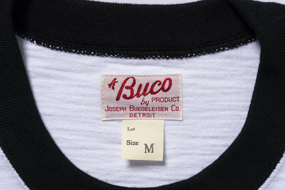 BC25001 BUCO STRIPED SLEEVE TEE / FLYING WHEEL - WHITE/BLACK