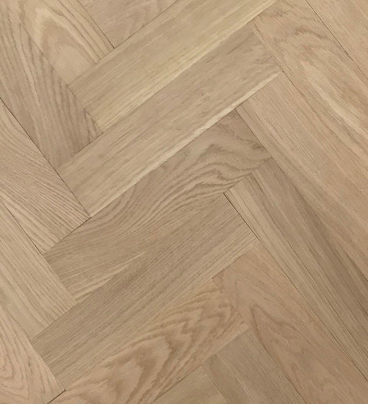Bedlington Solid Oak Parquet - Unfinished Prime – 22 × 70 × 350mm