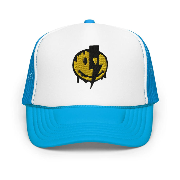Blue / White / Blue / One Size Fits Most / Smiley Face Hat | Embroidered