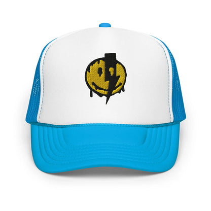 Blue / White / Blue / One Size Fits Most / Smiley Face Hat | Embroidered