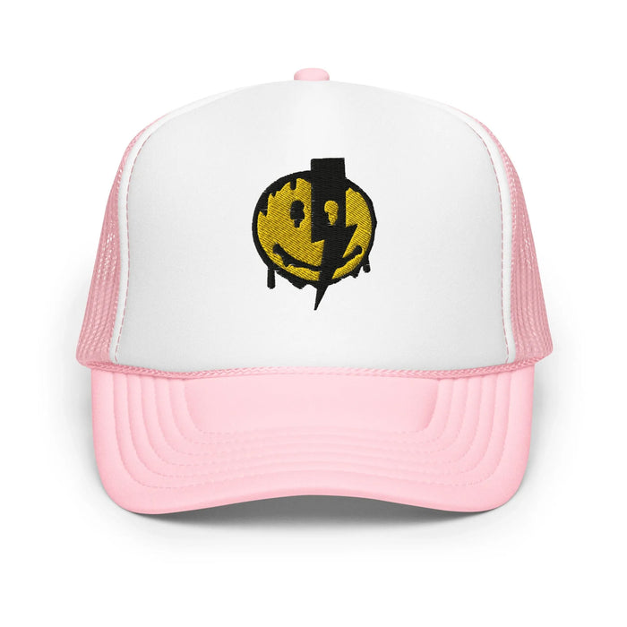 Light Pink / White / Light Pink / One Size Fits Most / Smiley Face Hat | Embroidered