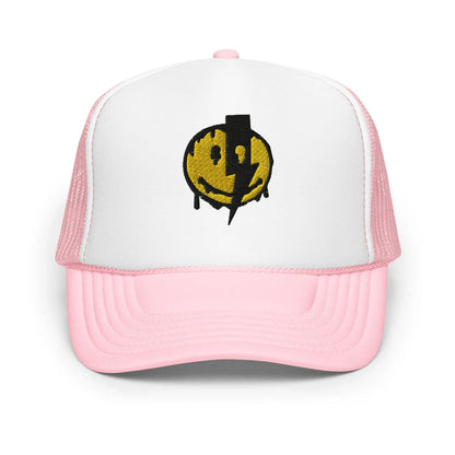 Light Pink / White / Light Pink / One Size Fits Most / Smiley Face Hat | Embroidered