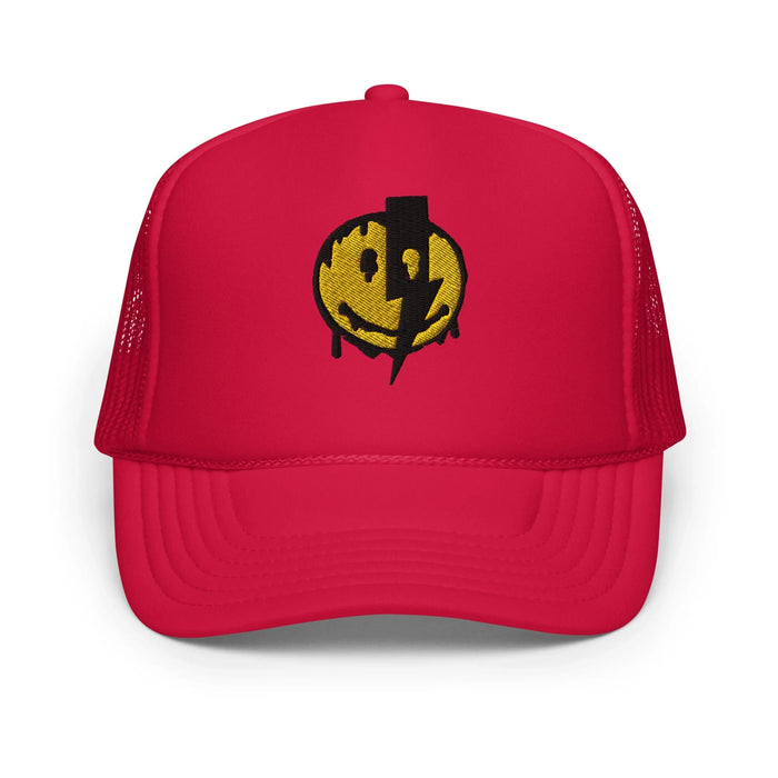 Red / One Size Fits Most / Smiley Face Hat | Embroidered
