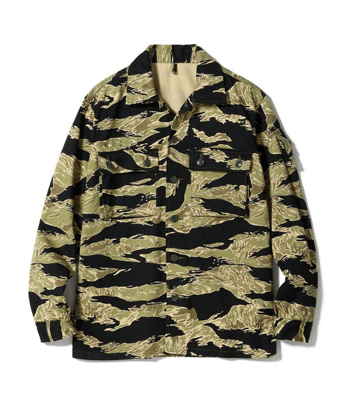 BR15587 GOLD TIGER PATTERN JACKET - BLACK