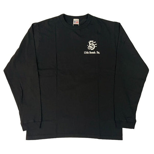 BR69628 LONG SLEEVE T-SHIRT 13TH BOMB. SQ. THE GRIM REAPERS - BLACK