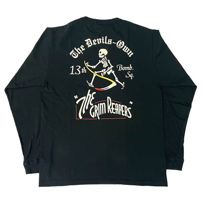 BR69628 LONG SLEEVE T-SHIRT 13TH BOMB. SQ. THE GRIM REAPERS - BLACK