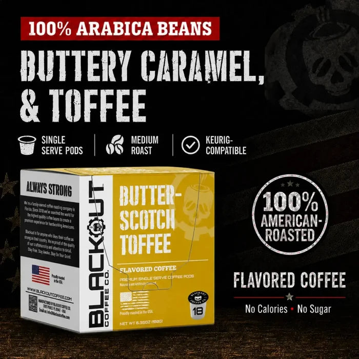BUTTERSCOTCH TOFFEE FLAVORED COFFEE PODS 18CT