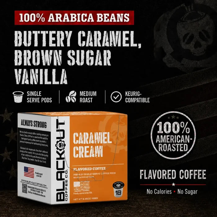 CARAMEL CREAM FLAVORED COFFEE PODS 18CT