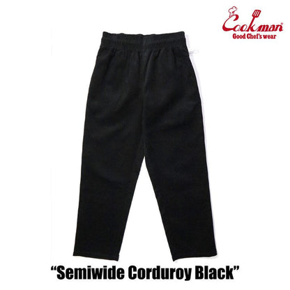 CHEF PANTS SEMIWIDE CORDUROY - BLACK