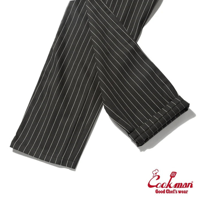 CHEF PANTS SEMIWIDE HERRINGBONE STRIPE - CHARCOAL