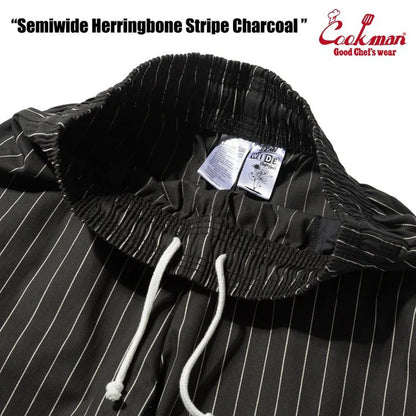 CHEF PANTS SEMIWIDE HERRINGBONE STRIPE - CHARCOAL