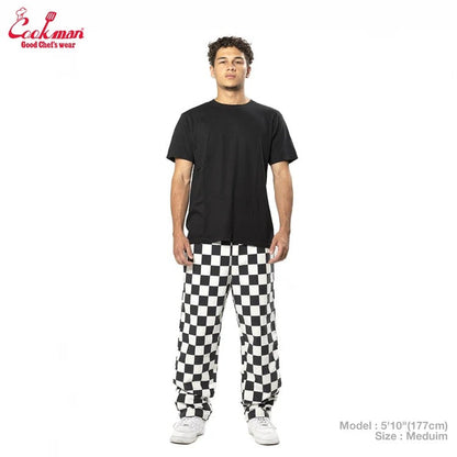 CHEF PANTS SEMIWIDE WASHED DUCK CANVAS CHECKER - BLACK